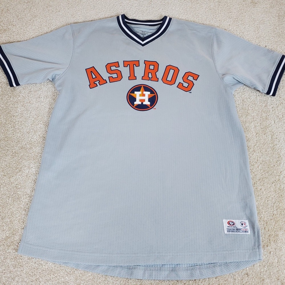 True Fan Houston Astros Baseball Jersey Size M Medium Pullover Gray MLB